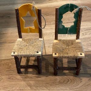 Rustic wood chair ornaments